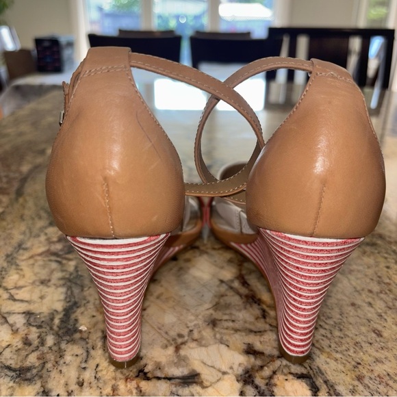 Ann Taylor Pink and White Wedge Sandals - Picture 4 of 10